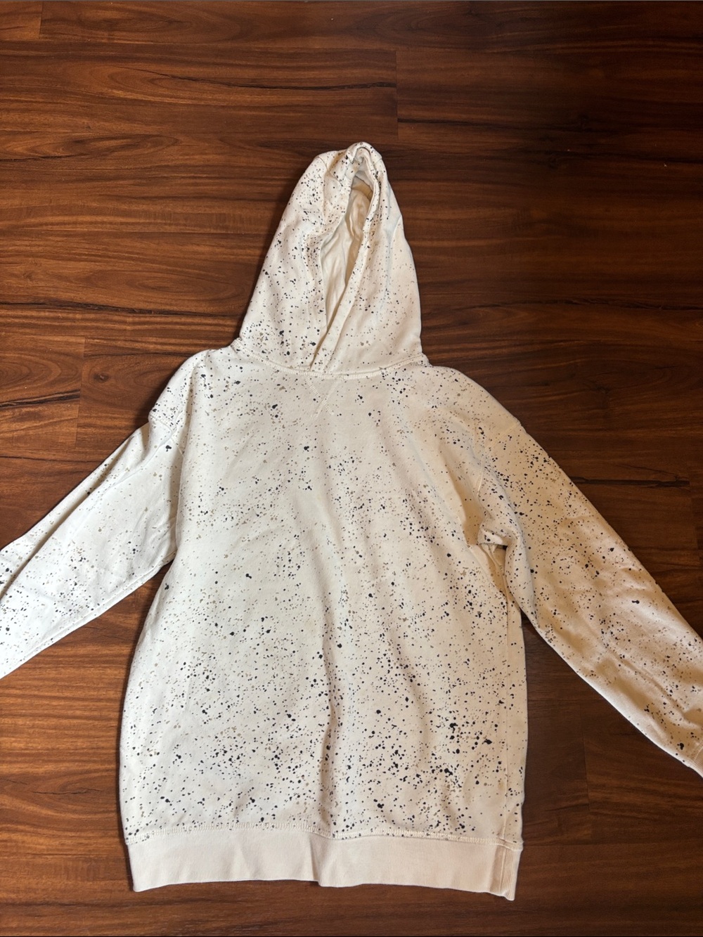 Primark Cream Hoodie with Black Speckle Print